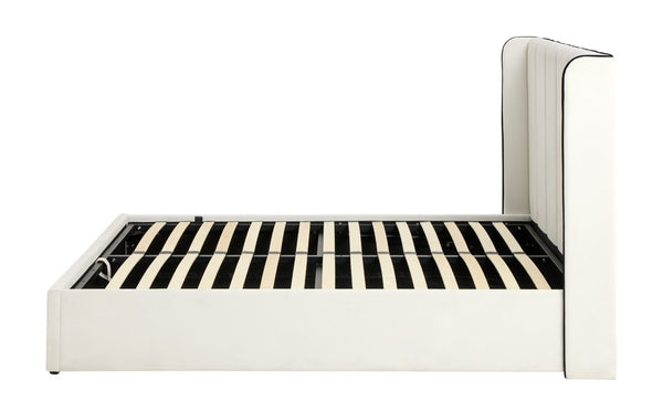 Emilie Double Velvet End Lift Ottoman Bed - White 17273658
