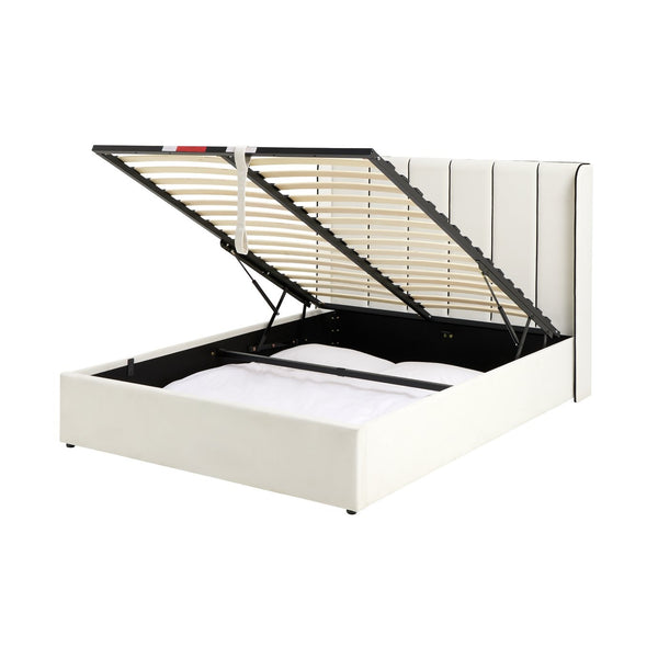 Emilie Double Velvet End Lift Ottoman Bed - White 17273658