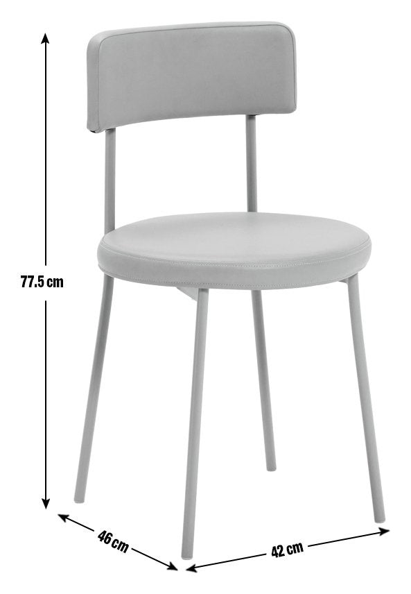 Metal grey dining table with faux leather chairs