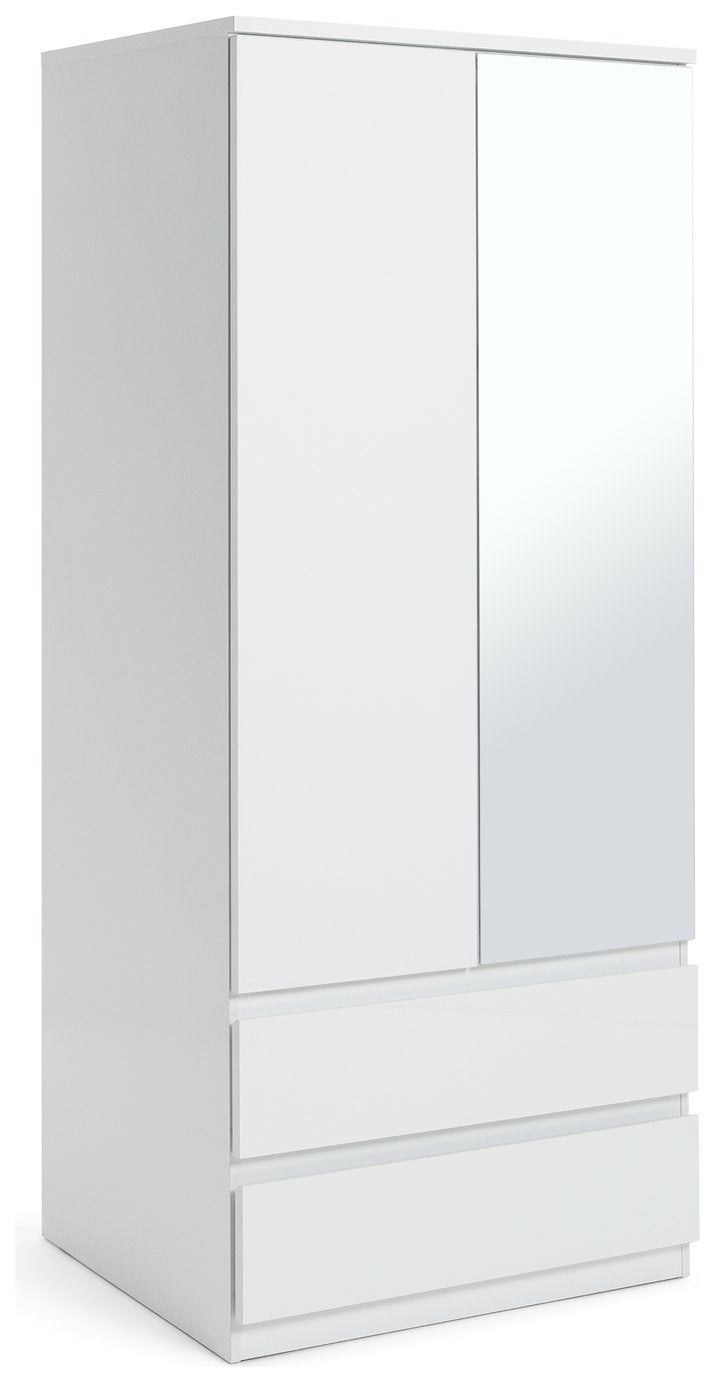 Jenson 2 Door 2 Drawer Mirror Wardrobe - White 17570038