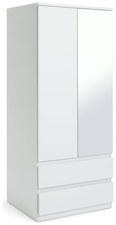 Jenson 2 Door 2 Drawer Mirror Wardrobe - White 17570038
