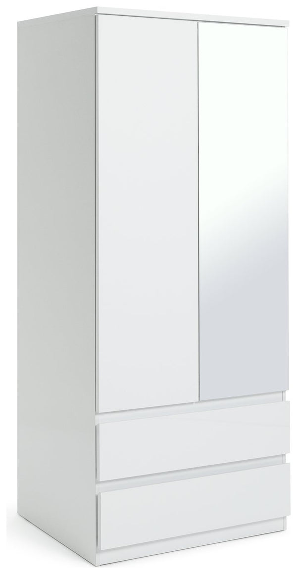 Jenson 2 Door 2 Drawer Mirror Wardrobe - White 17570038