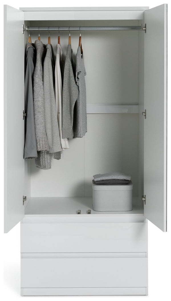 Jenson 2 Door 2 Drawer Mirror Wardrobe - White 17570038