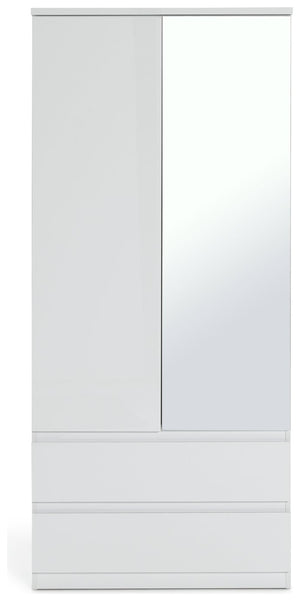 Jenson 2 Door 2 Drawer Mirror Wardrobe - White 17570038
