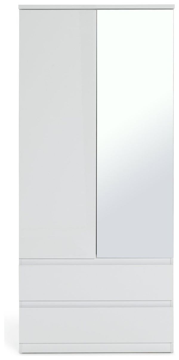 Jenson 2 Door 2 Drawer Mirror Wardrobe - White 17570038