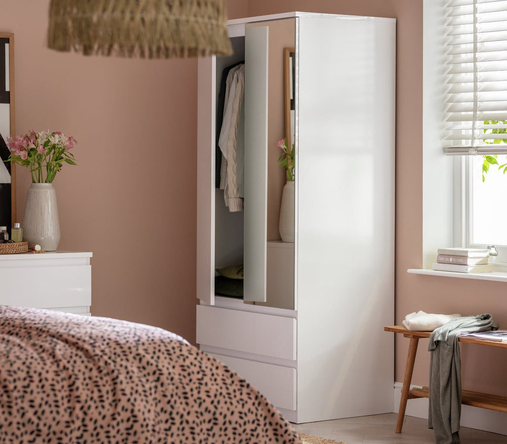 Jenson 2 Door 2 Drawer Mirror Wardrobe - White 17570038