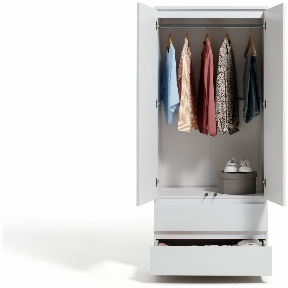 Jenson 2 Door 2 Drawer Wardrobe - Gloss White 17570179