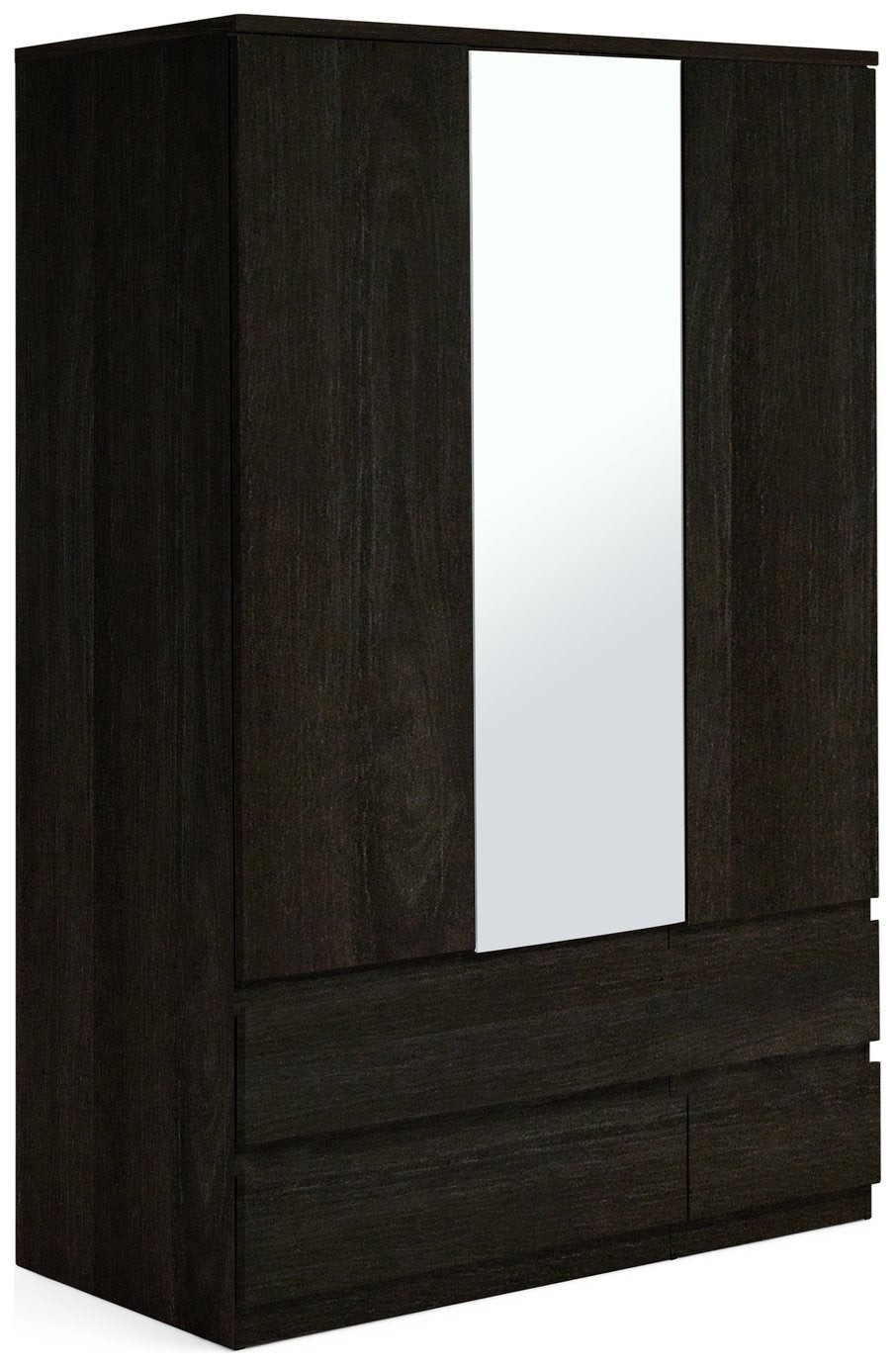 Jenson 3 Door 4 Drawer Mirror Wardrobe - Black 17570409