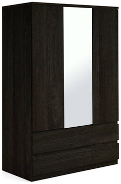 Jenson 3 Door 4 Drawer Mirror Wardrobe - Black 17570409