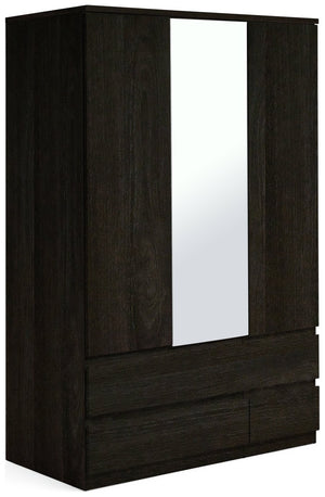 Jenson 3 Door 4 Drawer Mirror Wardrobe - Black 17570409