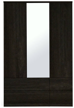 Jenson 3 Door 4 Drawer Mirror Wardrobe - Black 17570409