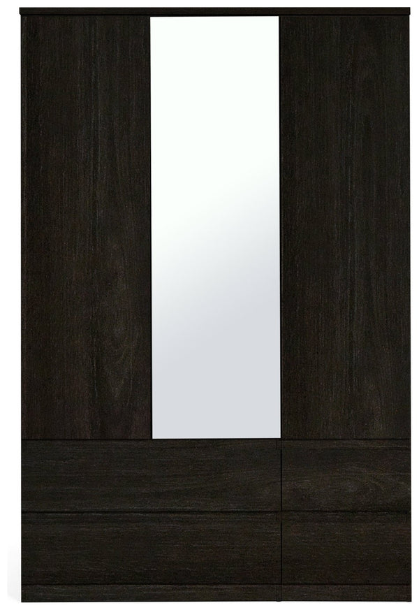 Jenson 3 Door 4 Drawer Mirror Wardrobe - Black 17570409