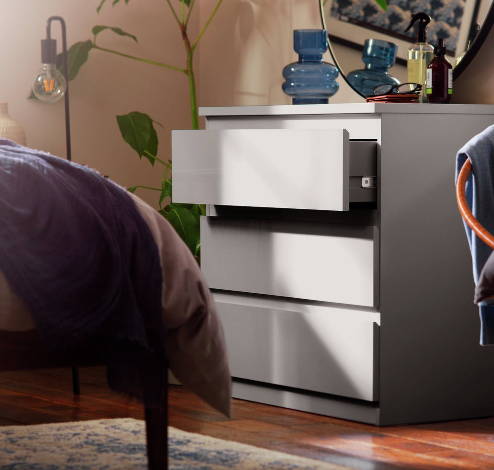 Jenson 3 Drawer Chest - Grey Gloss 17570784