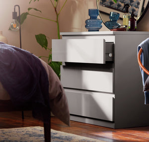 Jenson 3 Drawer Chest - Grey Gloss 17570784