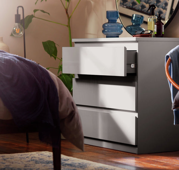 Jenson 3 Drawer Chest - Grey Gloss 17570784