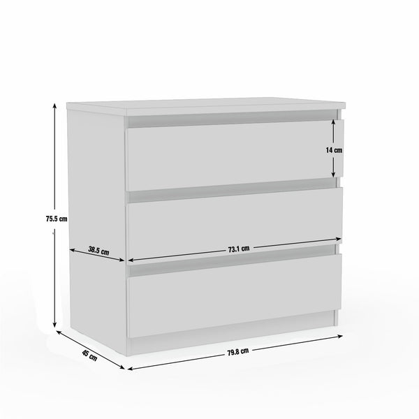 Jenson 3 Drawer Chest - Matte White 17570801
