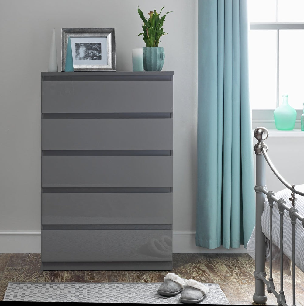 Jenson 5 Drawer Chest - Grey Gloss 17571116