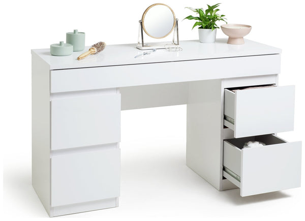 Jenson Double Pedestal Dressing Table-Matte White 17519927