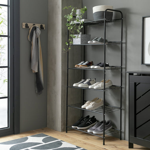 Jorn 6 Shelf Shoe Storage Rack - Black 15816158