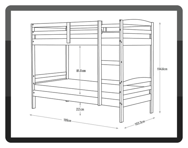 Josie Single Bunk Bed Frame - Grey 18059754