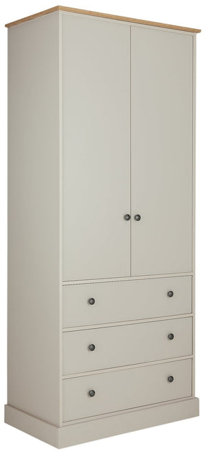 Kensington 2Dr 3Drw Wardrobe - Grey & Oak Effect 14821986