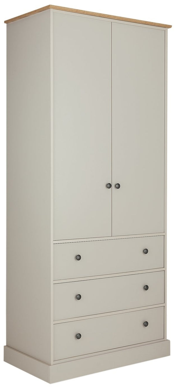 Kensington 2Dr 3Drw Wardrobe - Grey & Oak Effect 14821986