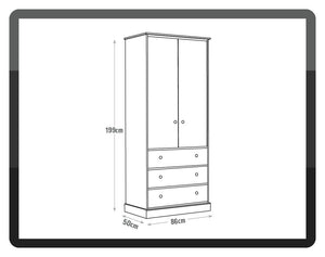 Kensington 2Dr 3Drw Wardrobe - Grey & Oak Effect 14821986