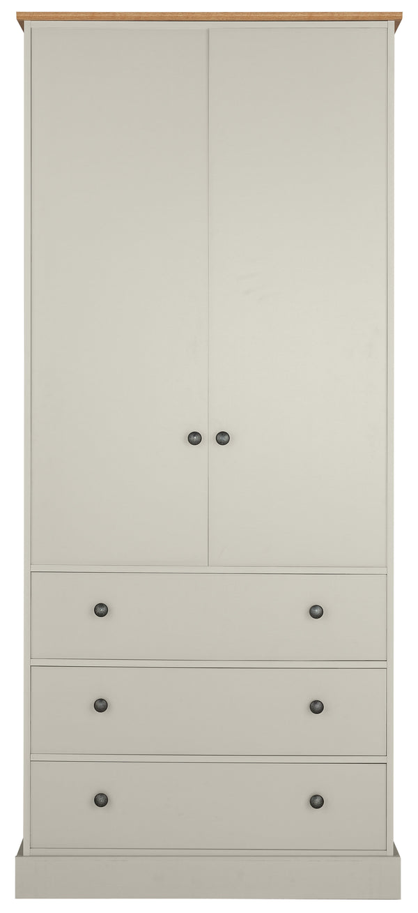 Kensington 2Dr 3Drw Wardrobe - Grey & Oak Effect 14821986
