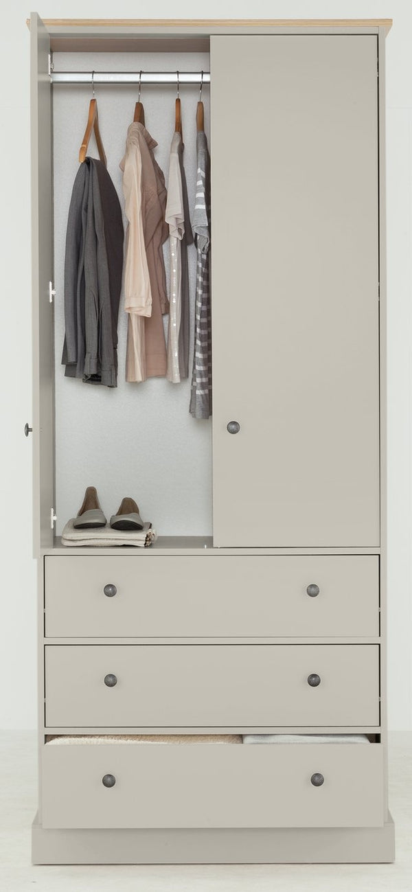 Kensington 2Dr 3Drw Wardrobe - Grey & Oak Effect 14821986