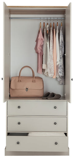 Kensington 2Dr 3Drw Wardrobe - Grey & Oak Effect 14821986
