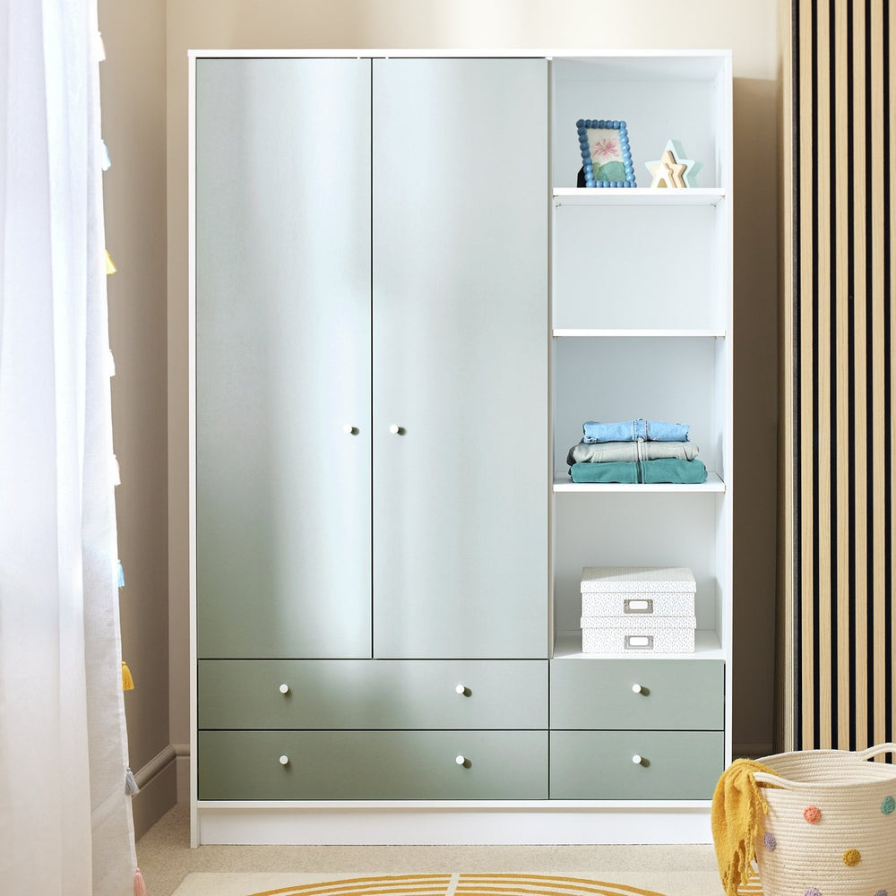 Kids Malibu 2 Door 4 Drawer Wardrobe - Green 17670385