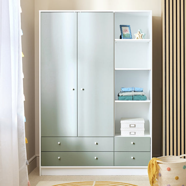 Kids Malibu 2 Door 4 Drawer Wardrobe - Green 17670385