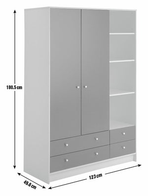 Malibu 2 Door 4 Drawer Wardrobe - White 13419722