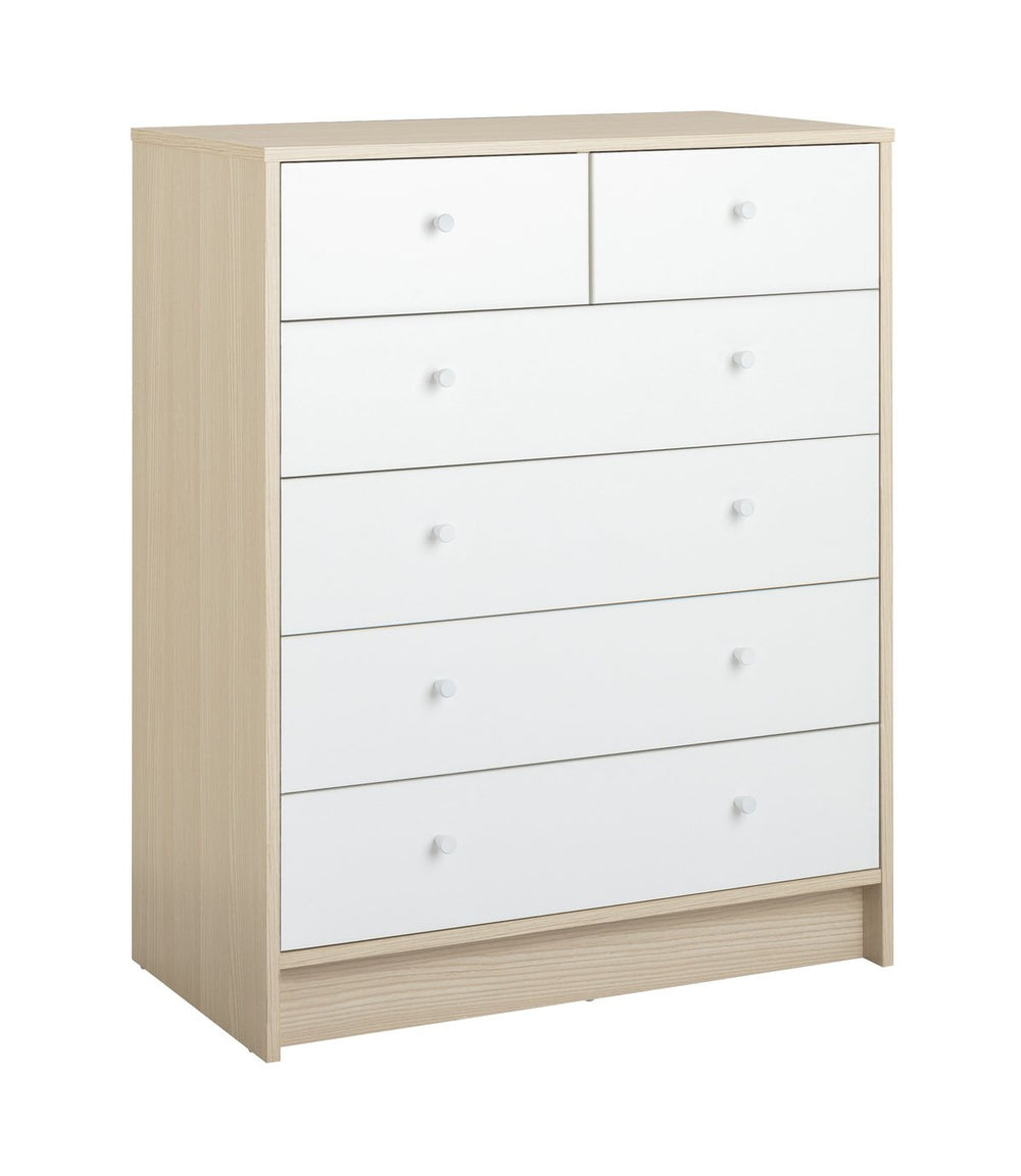 Malibu 6 Drawer Chest - White & Acacia 13419863