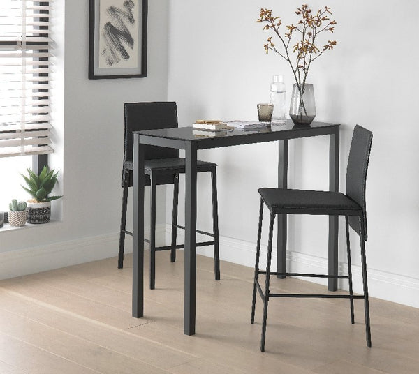 Lido Black Bar Table & 2 Black Chairs 18509510