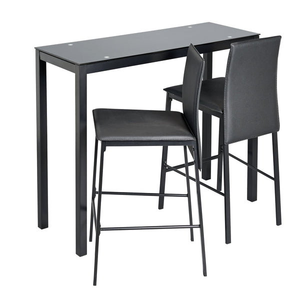 Lido Black Bar Table & 2 Black Chairs 18509510