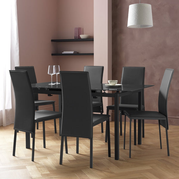Lido Extending Black Dining Table &6 Black Chairs 17982066
