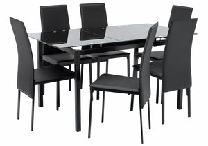 Lido Extending Black Dining Table &6 Black Chairs 17982066
