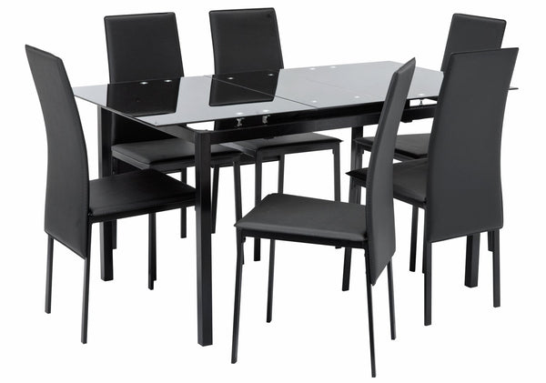 Lido Extending Black Dining Table &6 Black Chairs 17982066