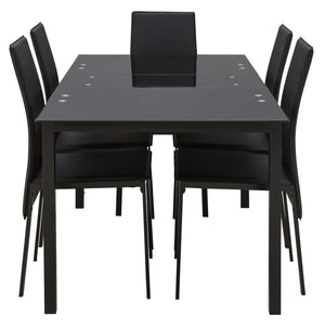 Lido Extending Black Dining Table &6 Black Chairs 17982066