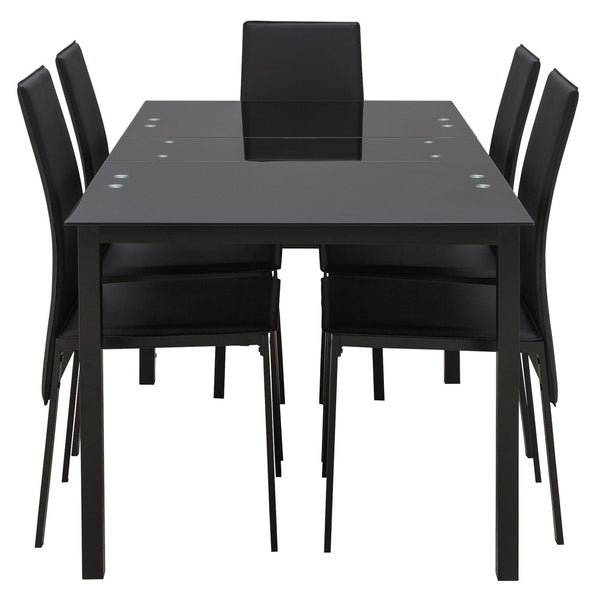 Lido Extending Black Dining Table &6 Black Chairs 17982066