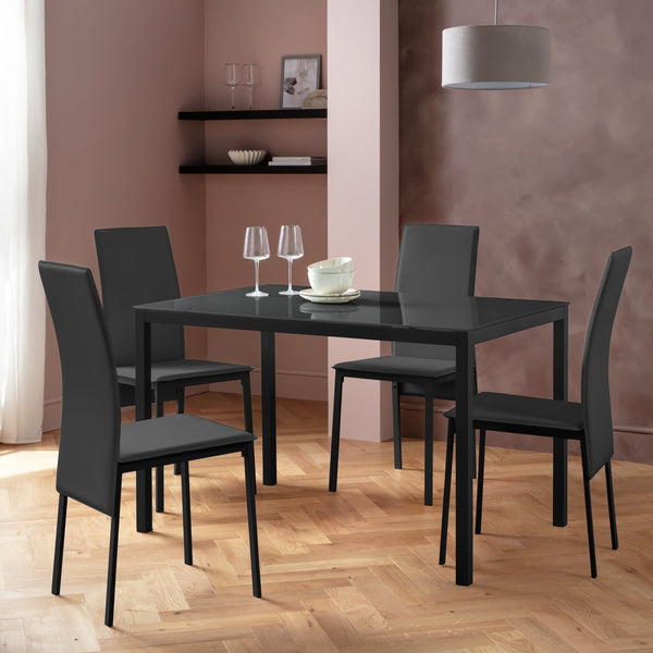 Lido black dining table and 4 chairs for dining room
