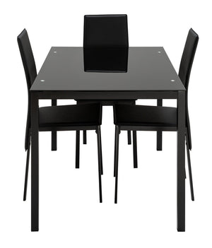 Modern black dining table with 4 chairs

