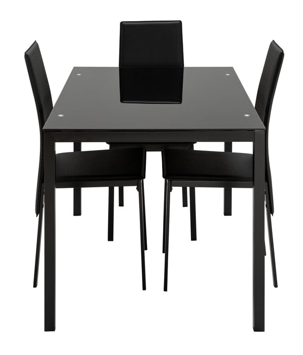 Modern black dining table with 4 chairs
