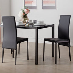 Lido Pair of Faux Leather Dining Chair - Black 17319505
