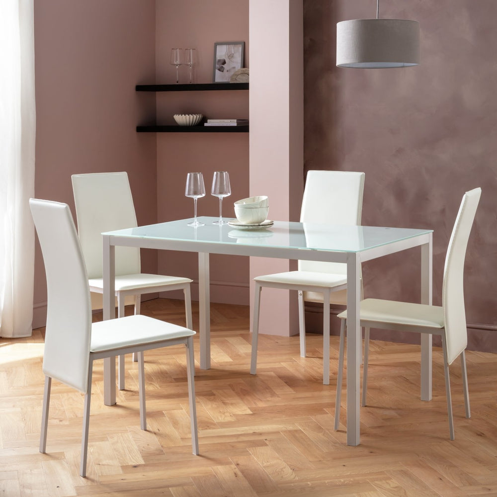 Lido White Dining Table & 4 White Chairs 14876821