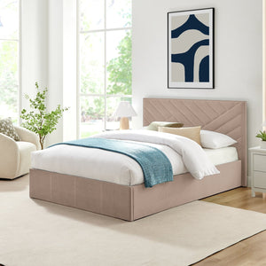 Luca Kingsize End Lift Ottoman Bed - Latte 17332623