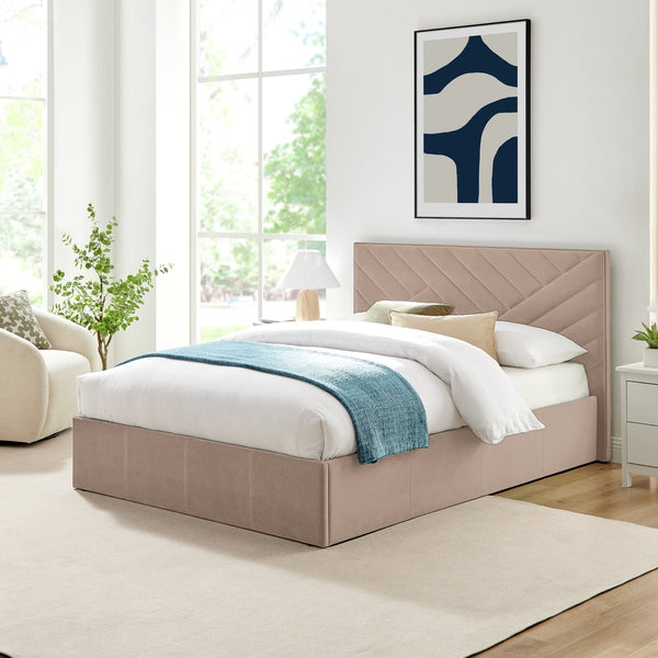 Luca Kingsize End Lift Ottoman Bed - Latte 17332623
