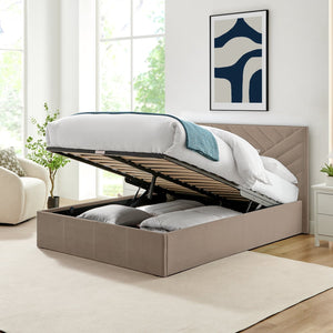 Luca Kingsize End Lift Ottoman Bed - Latte 17332623