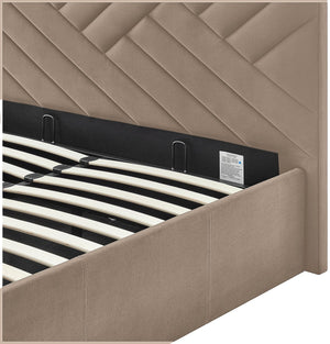 Luca Kingsize End Lift Ottoman Bed - Latte 17332623